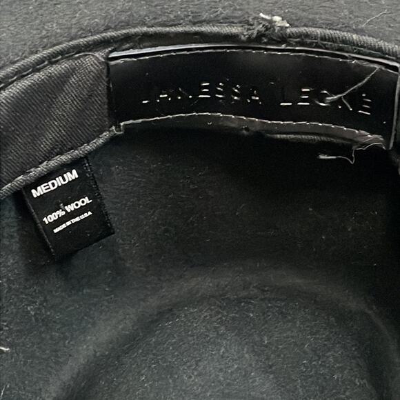 Janessa Leone Wool Fedora Hat Black Packable New - Picture 6 of 9